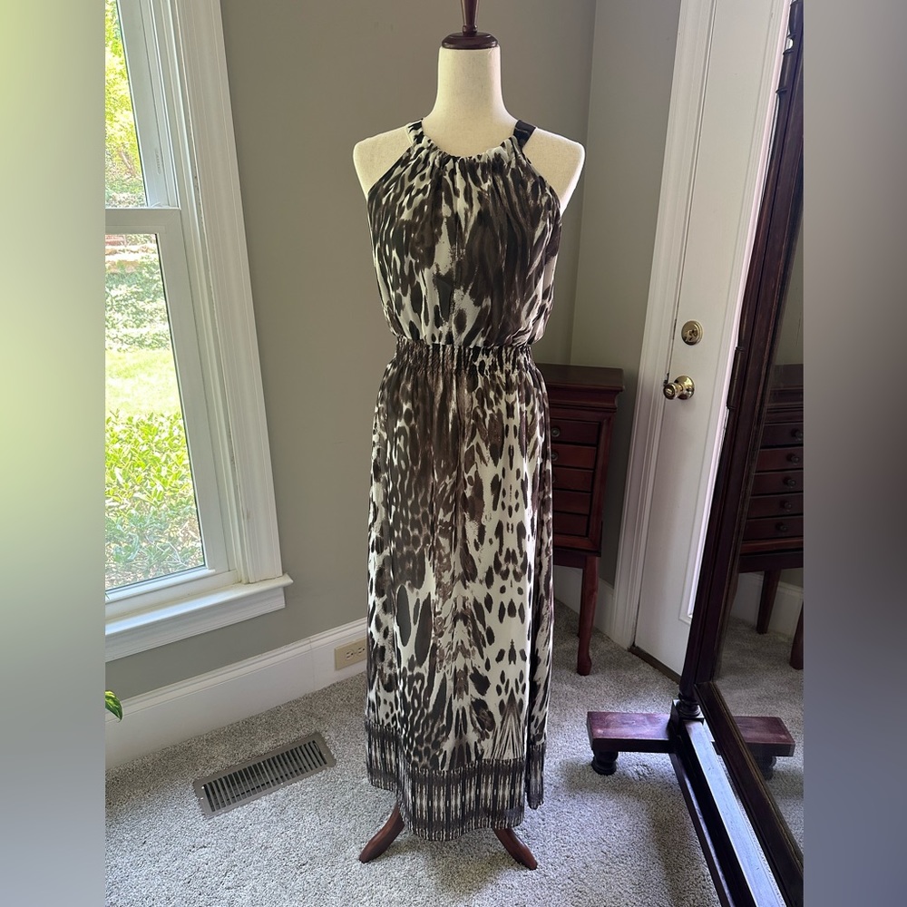 Fully lined animal print maxi dress